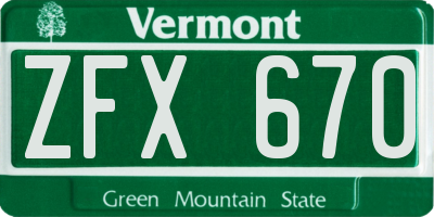 VT license plate ZFX670