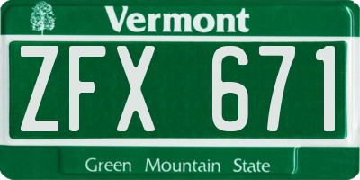 VT license plate ZFX671