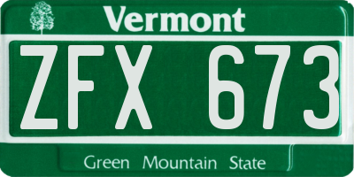 VT license plate ZFX673