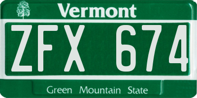 VT license plate ZFX674
