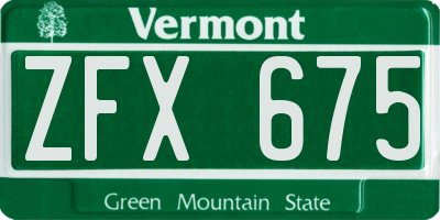 VT license plate ZFX675