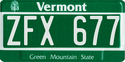 VT license plate ZFX677
