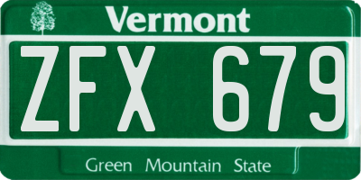 VT license plate ZFX679