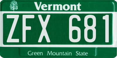 VT license plate ZFX681