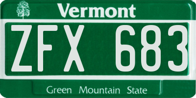 VT license plate ZFX683