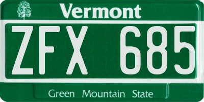 VT license plate ZFX685