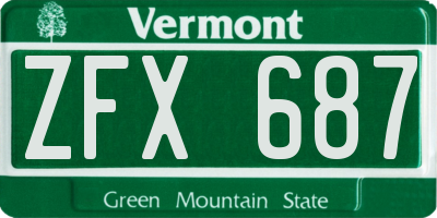 VT license plate ZFX687