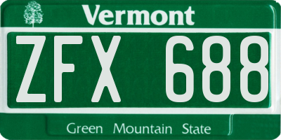 VT license plate ZFX688