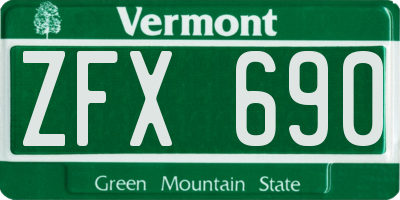 VT license plate ZFX690