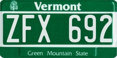 VT license plate ZFX692