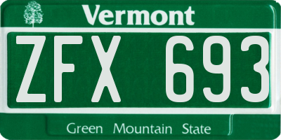 VT license plate ZFX693
