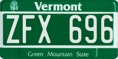VT license plate ZFX696