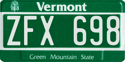 VT license plate ZFX698