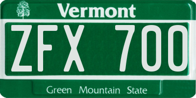 VT license plate ZFX700