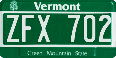 VT license plate ZFX702