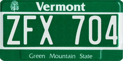 VT license plate ZFX704