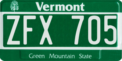 VT license plate ZFX705
