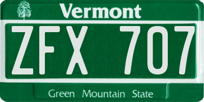 VT license plate ZFX707