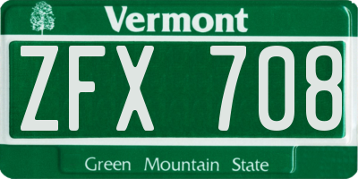 VT license plate ZFX708