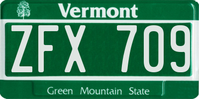 VT license plate ZFX709