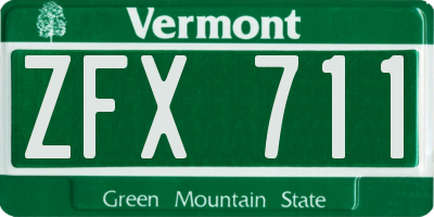 VT license plate ZFX711