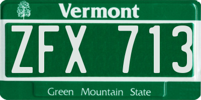 VT license plate ZFX713