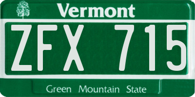 VT license plate ZFX715