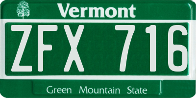 VT license plate ZFX716