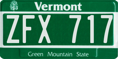 VT license plate ZFX717