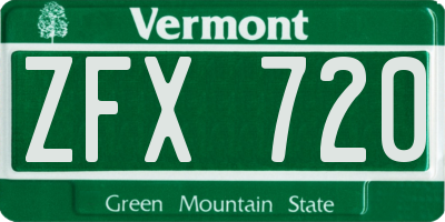 VT license plate ZFX720
