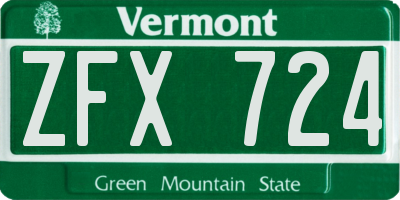VT license plate ZFX724