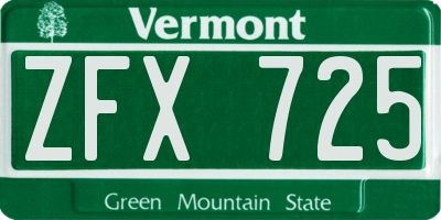 VT license plate ZFX725