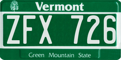 VT license plate ZFX726