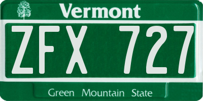 VT license plate ZFX727