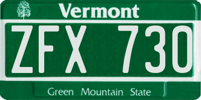 VT license plate ZFX730