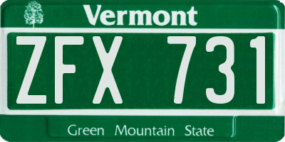 VT license plate ZFX731