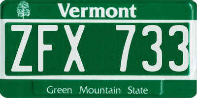 VT license plate ZFX733