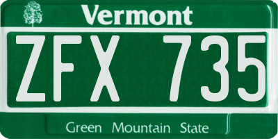 VT license plate ZFX735