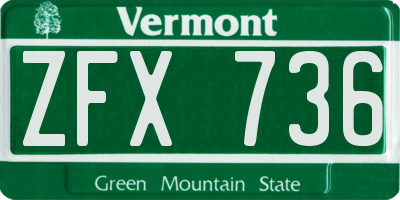 VT license plate ZFX736