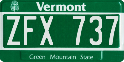 VT license plate ZFX737