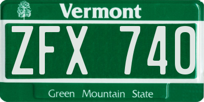 VT license plate ZFX740