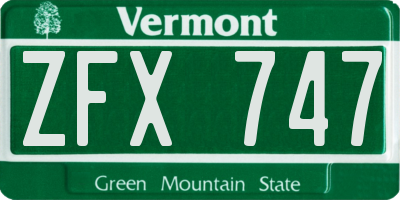 VT license plate ZFX747