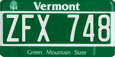 VT license plate ZFX748