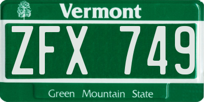 VT license plate ZFX749