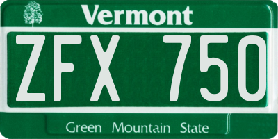VT license plate ZFX750
