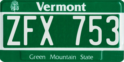 VT license plate ZFX753