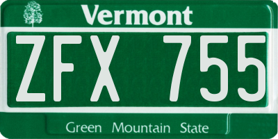 VT license plate ZFX755
