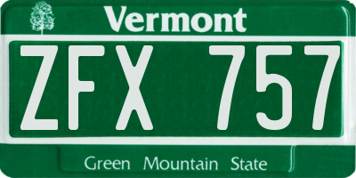 VT license plate ZFX757