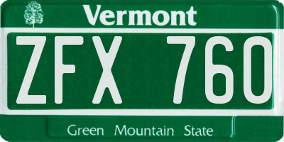 VT license plate ZFX760