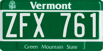 VT license plate ZFX761